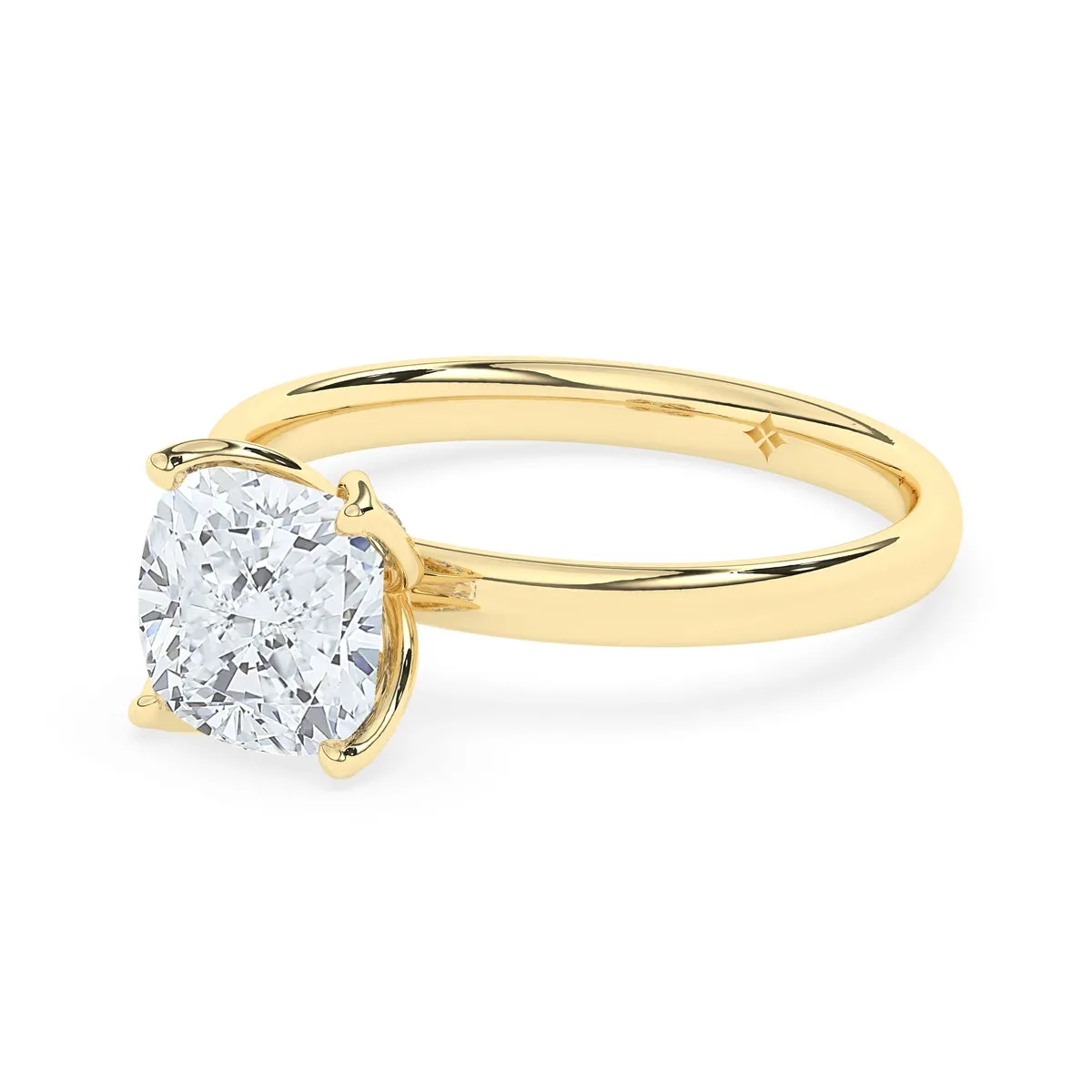 Cushion Solitaire Floral Prong Ring
