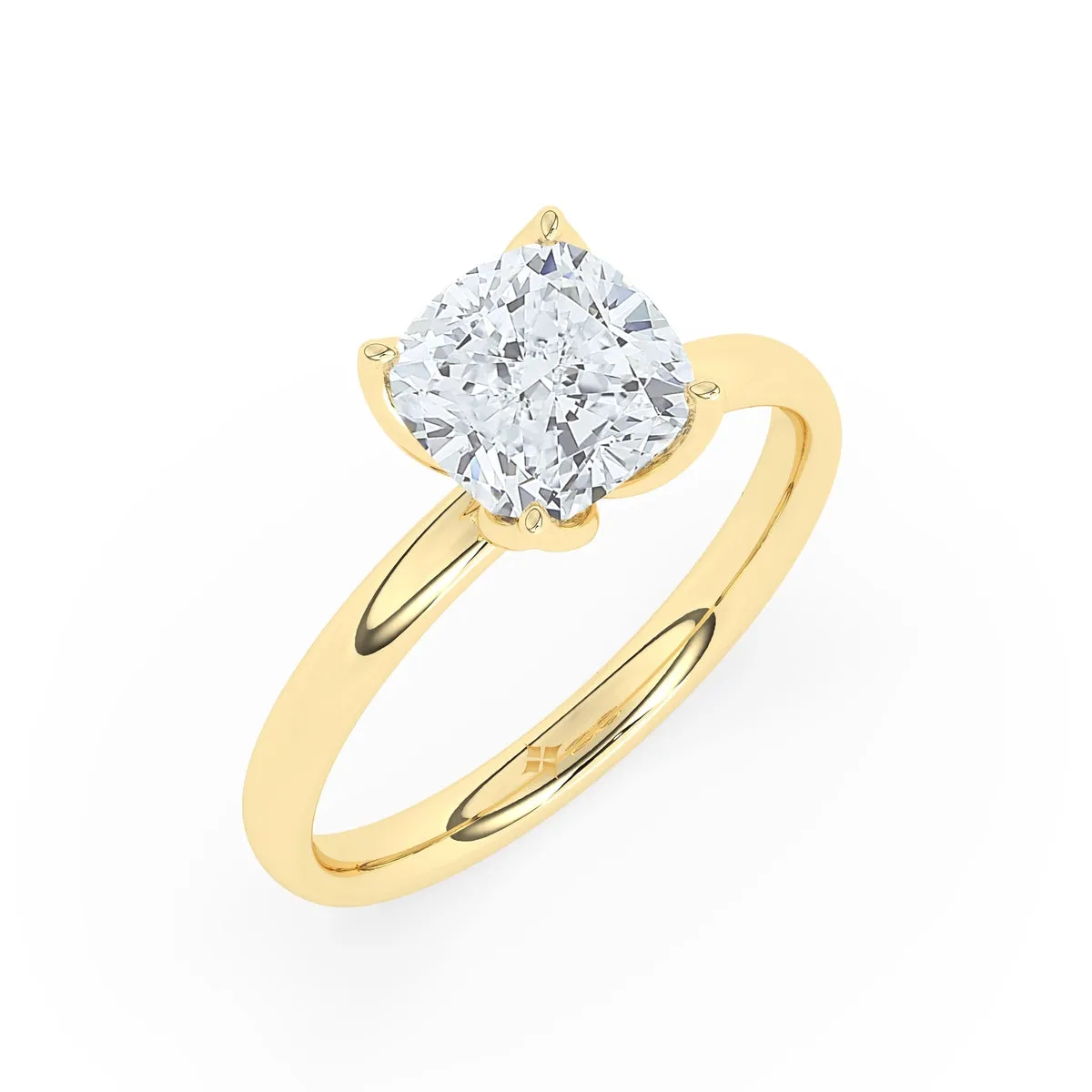 Cushion Solitaire Floral Prong Ring