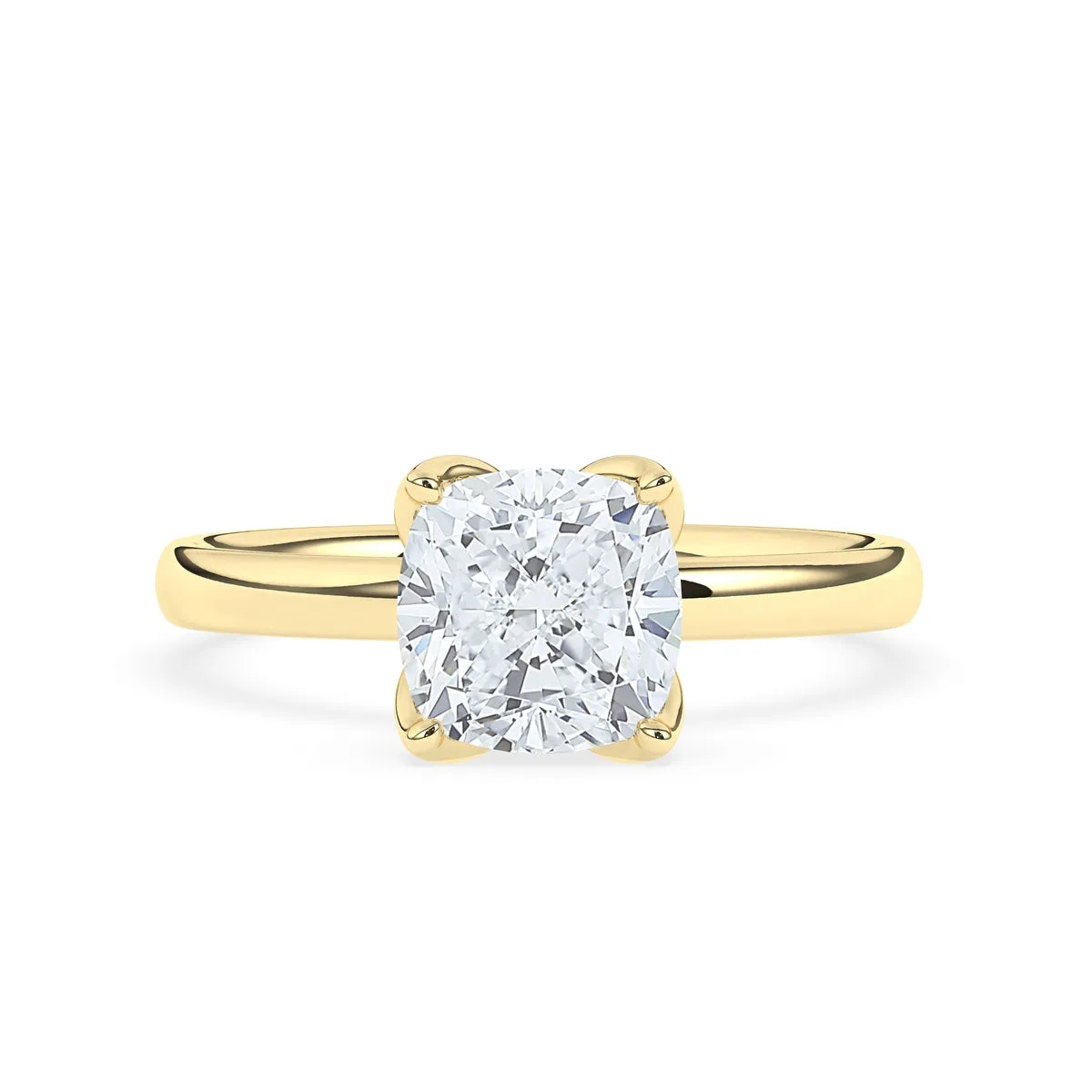 Cushion Solitaire Floral Prong Ring