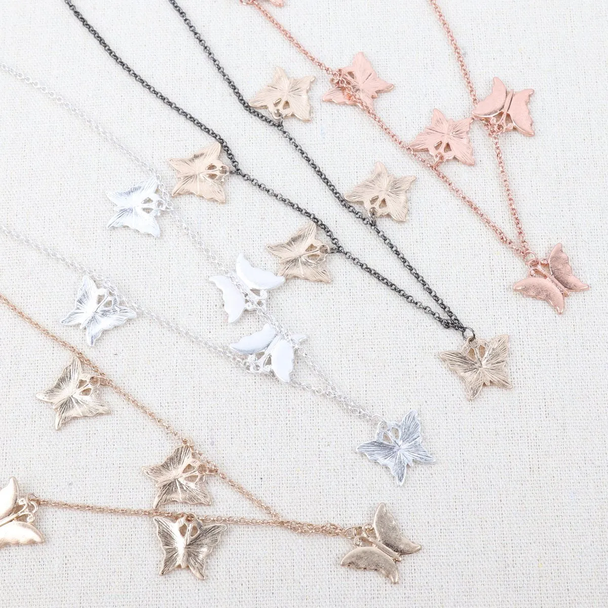 Dainty Butterfly Chain Necklace and Earring Set