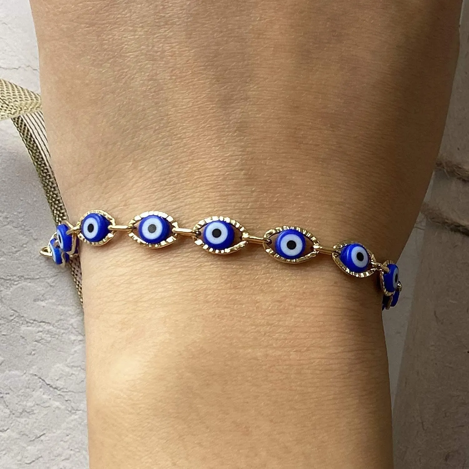 Dainty Gold Bracelets for Women Trendy Evil Eye Bracelets Hand Chain Bracelet Turkish Lucky Hand Jewelry Gifts