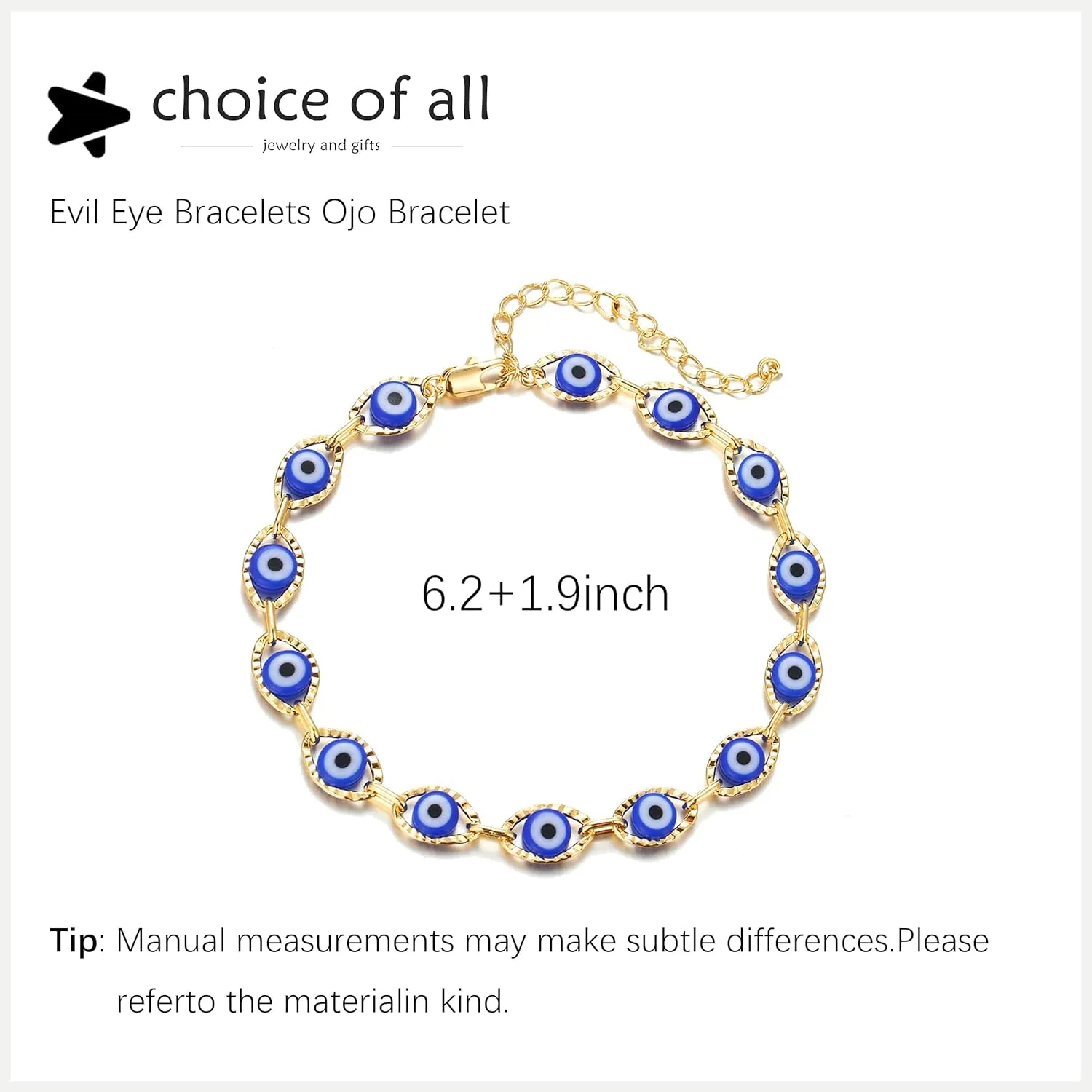 Dainty Gold Bracelets for Women Trendy Evil Eye Bracelets Hand Chain Bracelet Turkish Lucky Hand Jewelry Gifts