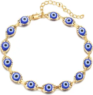 Dainty Gold Bracelets for Women Trendy Evil Eye Bracelets Hand Chain Bracelet Turkish Lucky Hand Jewelry Gifts