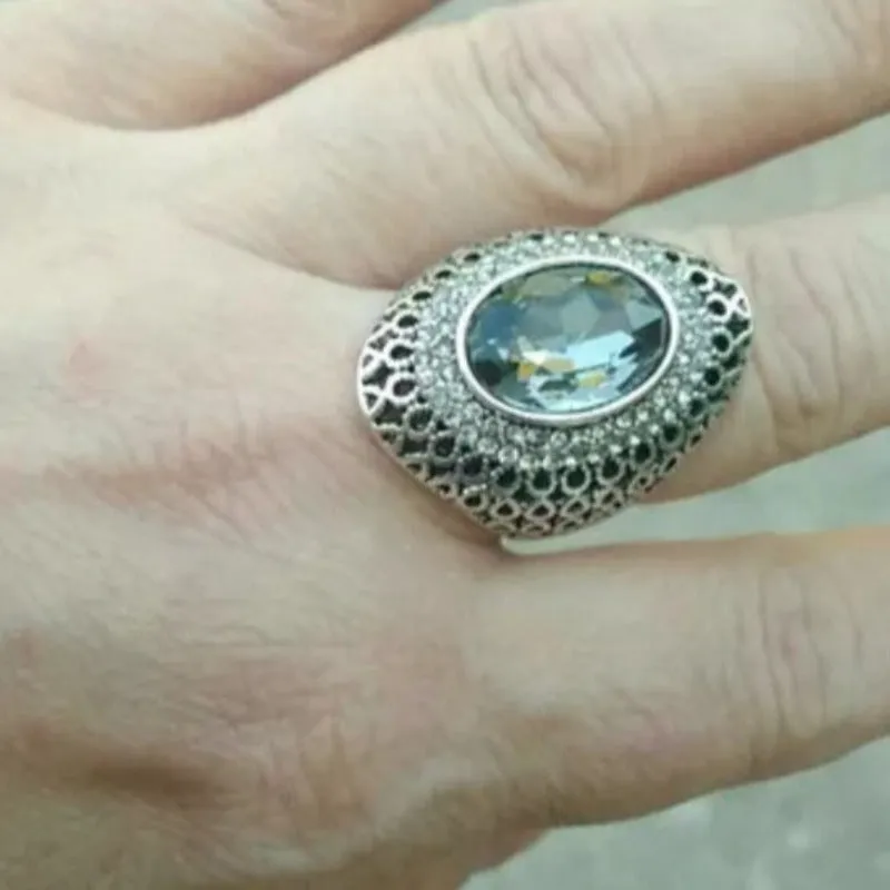 Dark Oval Zircon Stone Ring Women Wedding Jewelry