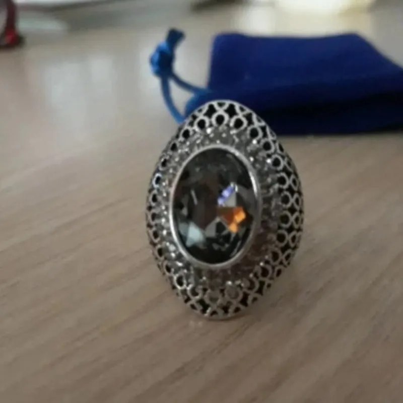 Dark Oval Zircon Stone Ring Women Wedding Jewelry