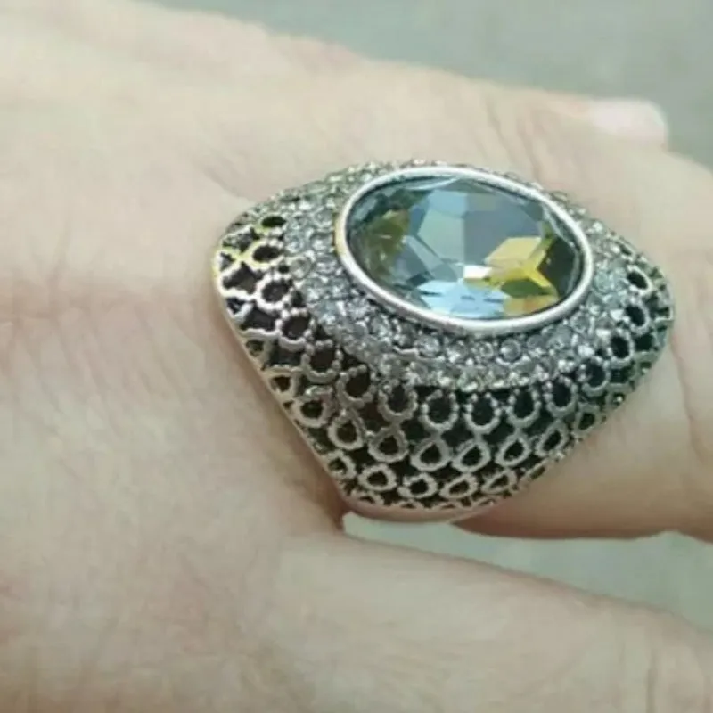 Dark Oval Zircon Stone Ring Women Wedding Jewelry