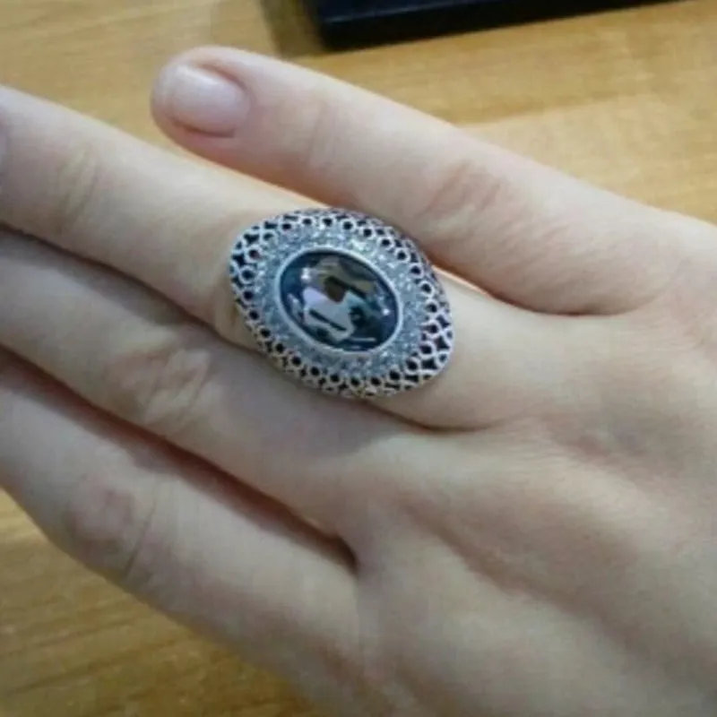 Dark Oval Zircon Stone Ring Women Wedding Jewelry