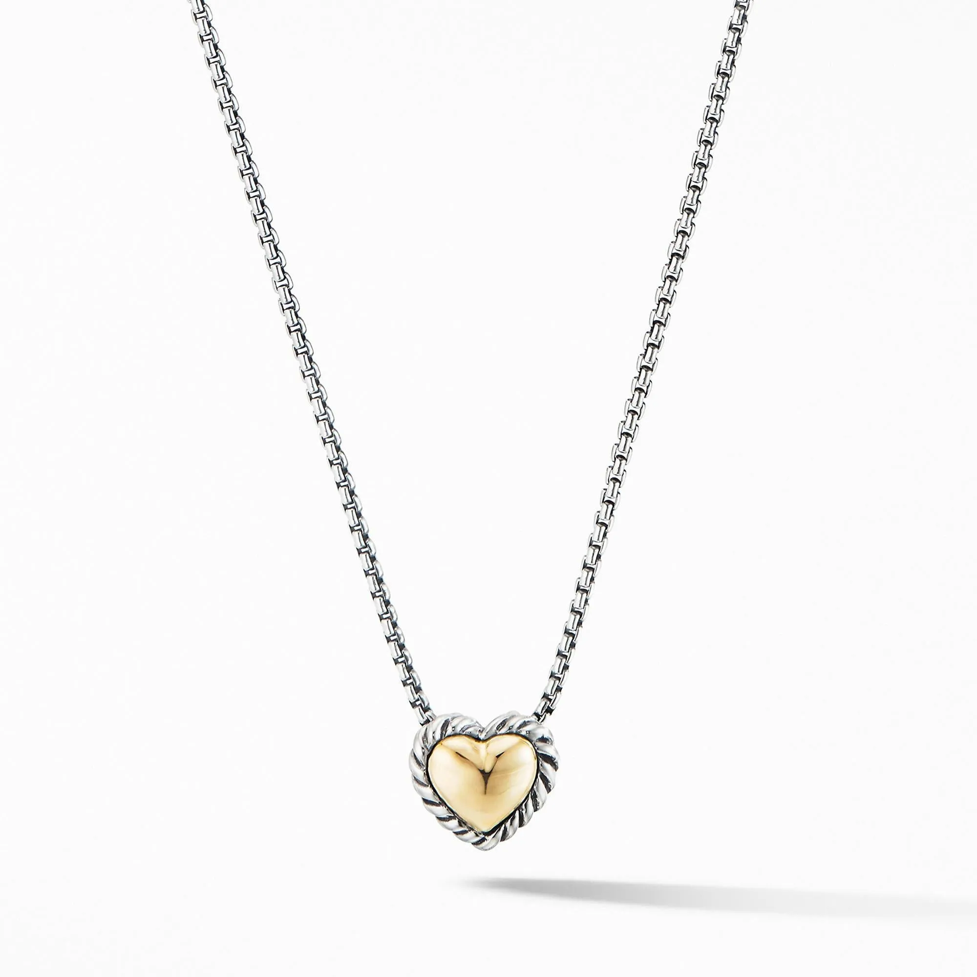 David Yurman Cable Cookie Classic Heart Necklace with 18k Yellow Gold