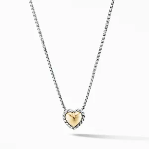 David Yurman Cable Cookie Classic Heart Necklace with 18k Yellow Gold