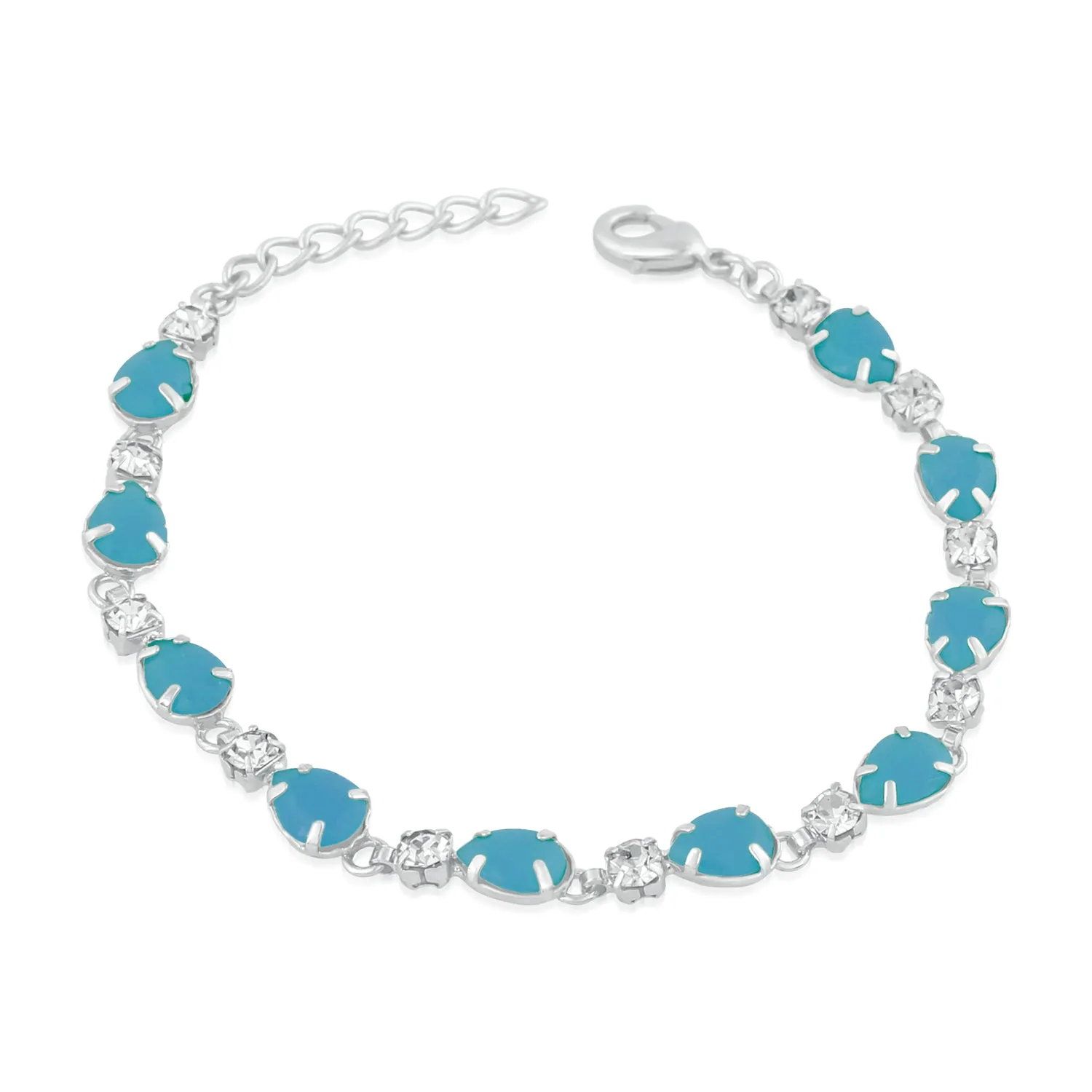 Delicate Blue Crystal link adjustable Bracelet