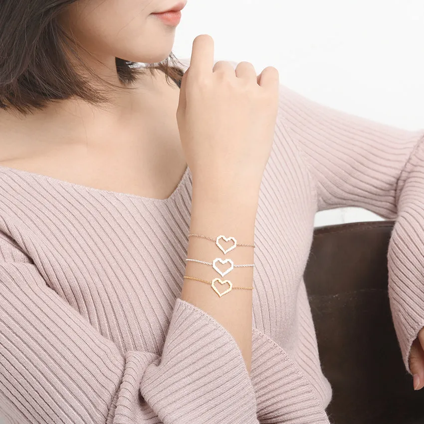 Delicate Love Heart Bracelets For Women Stainless