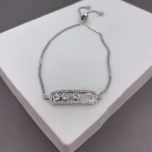 Delicate silver bracelet with crystals