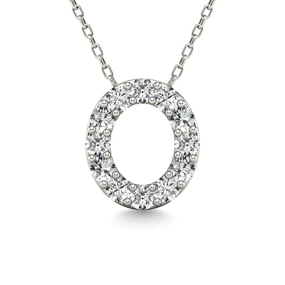 Diamond 1/8 Ct.Tw. Letter O Pendant in 14K White Gold"