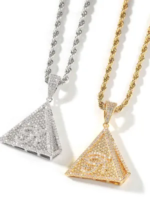 Diamond-Embedded Horus Eye Pendant Minimalist Necklace