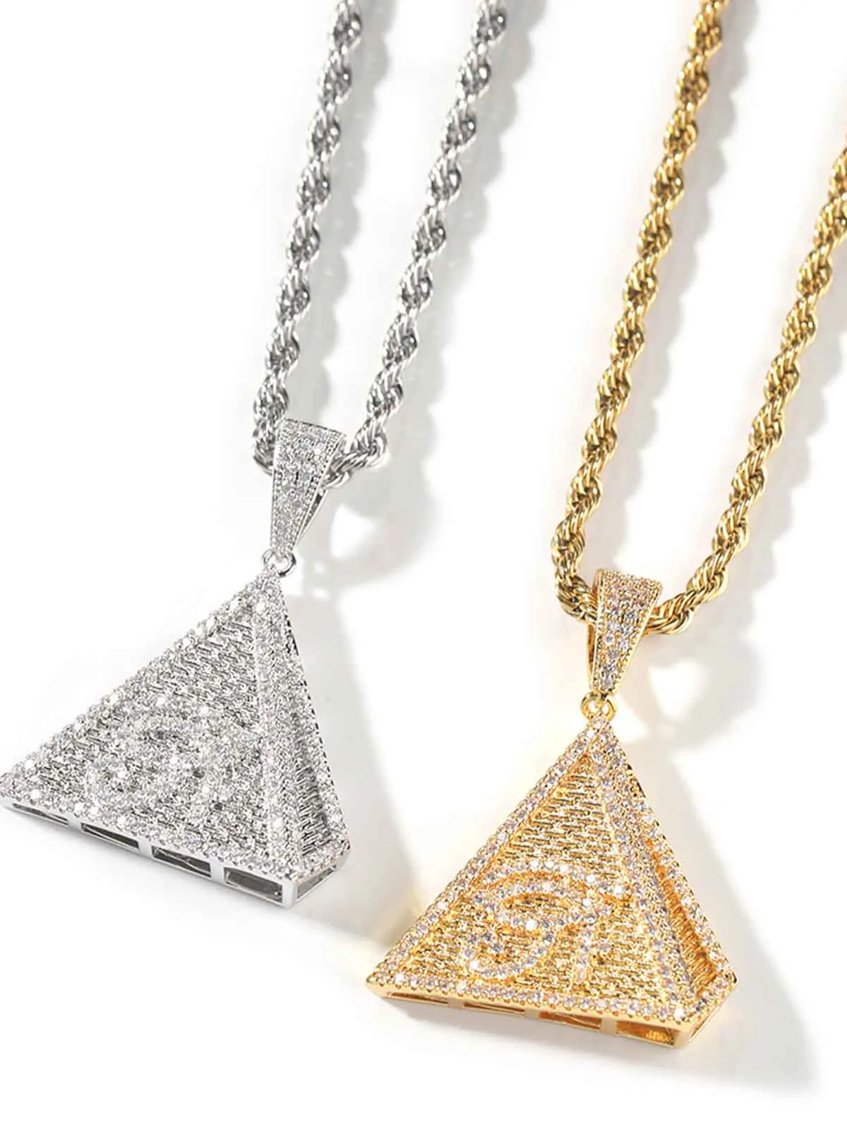 Diamond-Embedded Horus Eye Pendant Minimalist Necklace