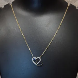 Diamond Heart evil eye pendant and chain