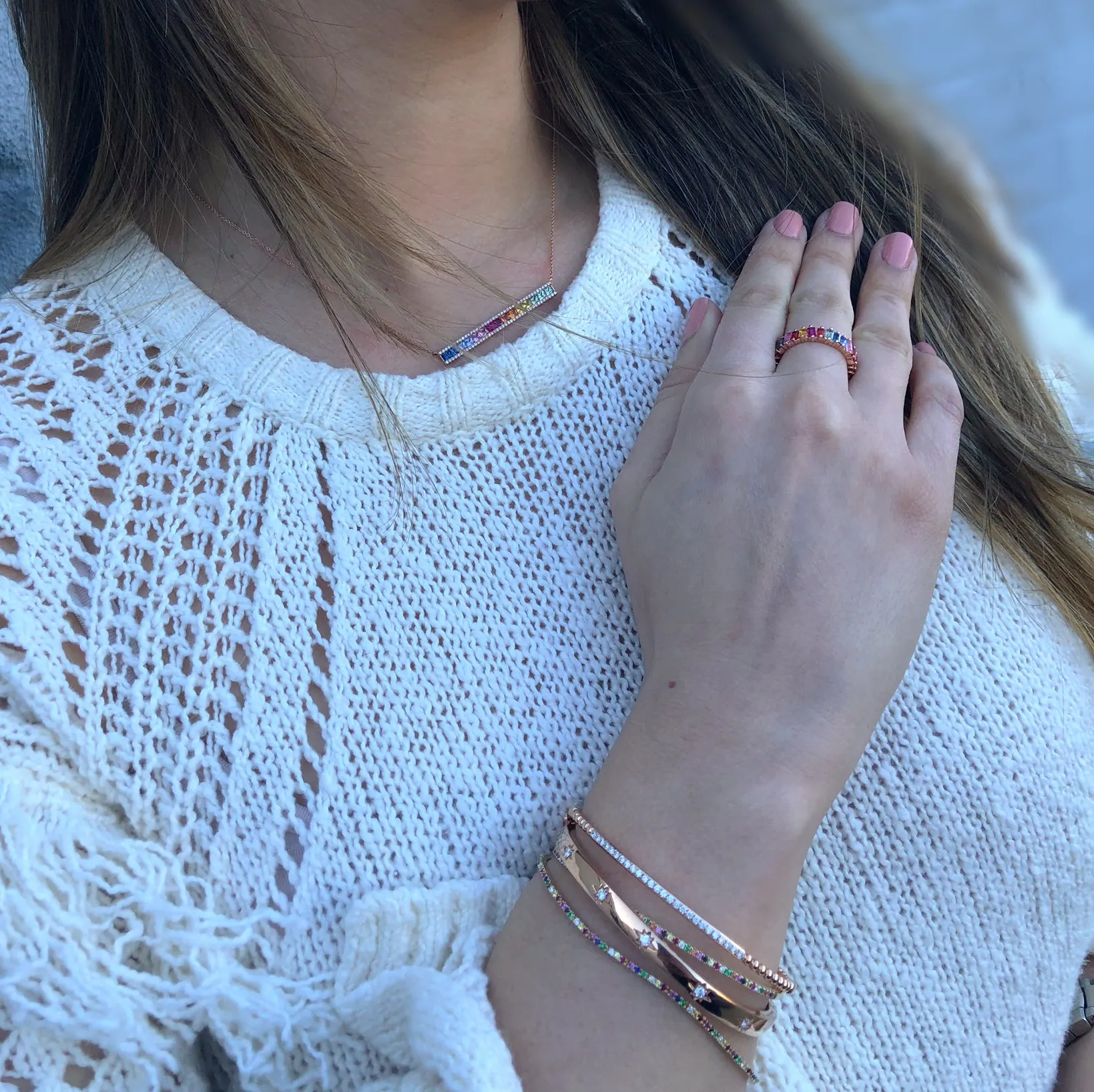 Diamond Starburst Bangle Bracelet