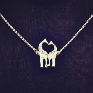 Double Giraffe Pendant Necklace For Women's Fashion Animal Pattern Wedding Casual Jewelry Girls Gifts
