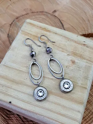 Double Oval Fine Stainless Ring Bullet Dangles