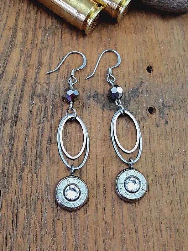 Double Oval Fine Stainless Ring Bullet Dangles