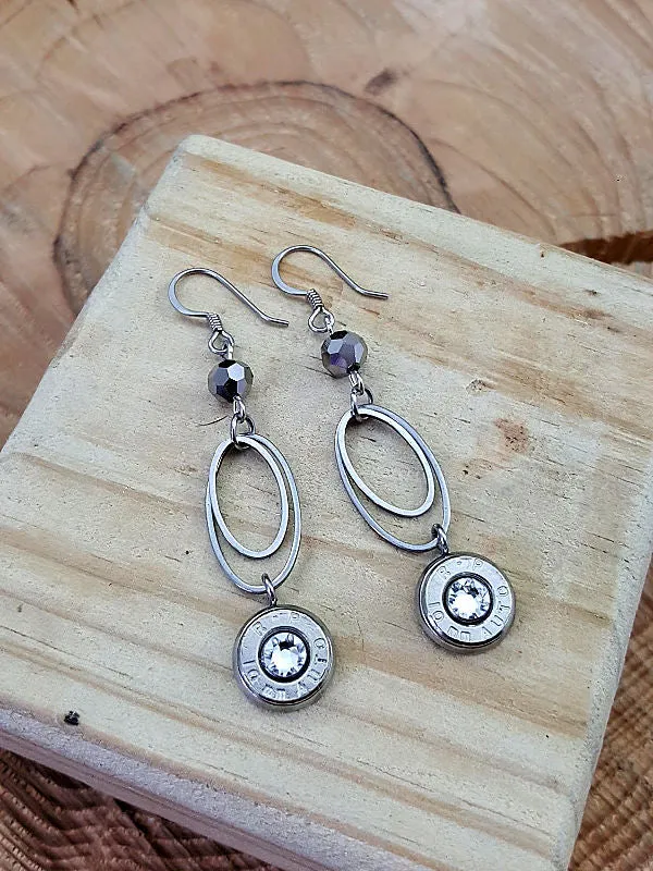 Double Oval Fine Stainless Ring Bullet Dangles