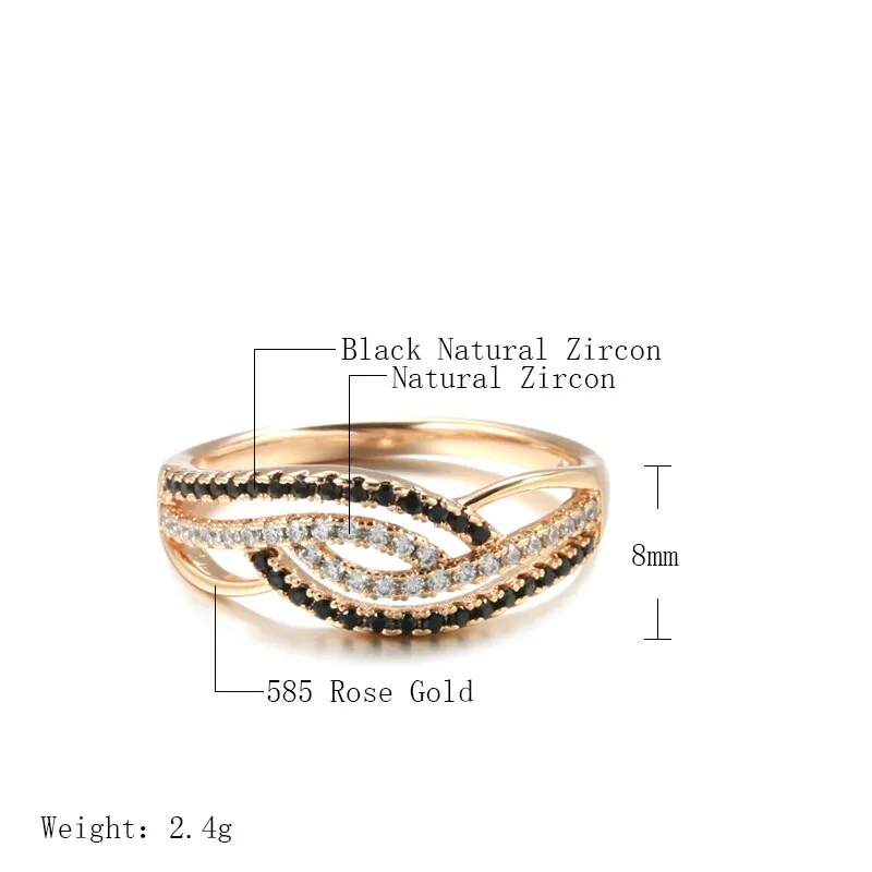 Elegant Geometric Staggered Texture Double White Black Zircon Women's Rings