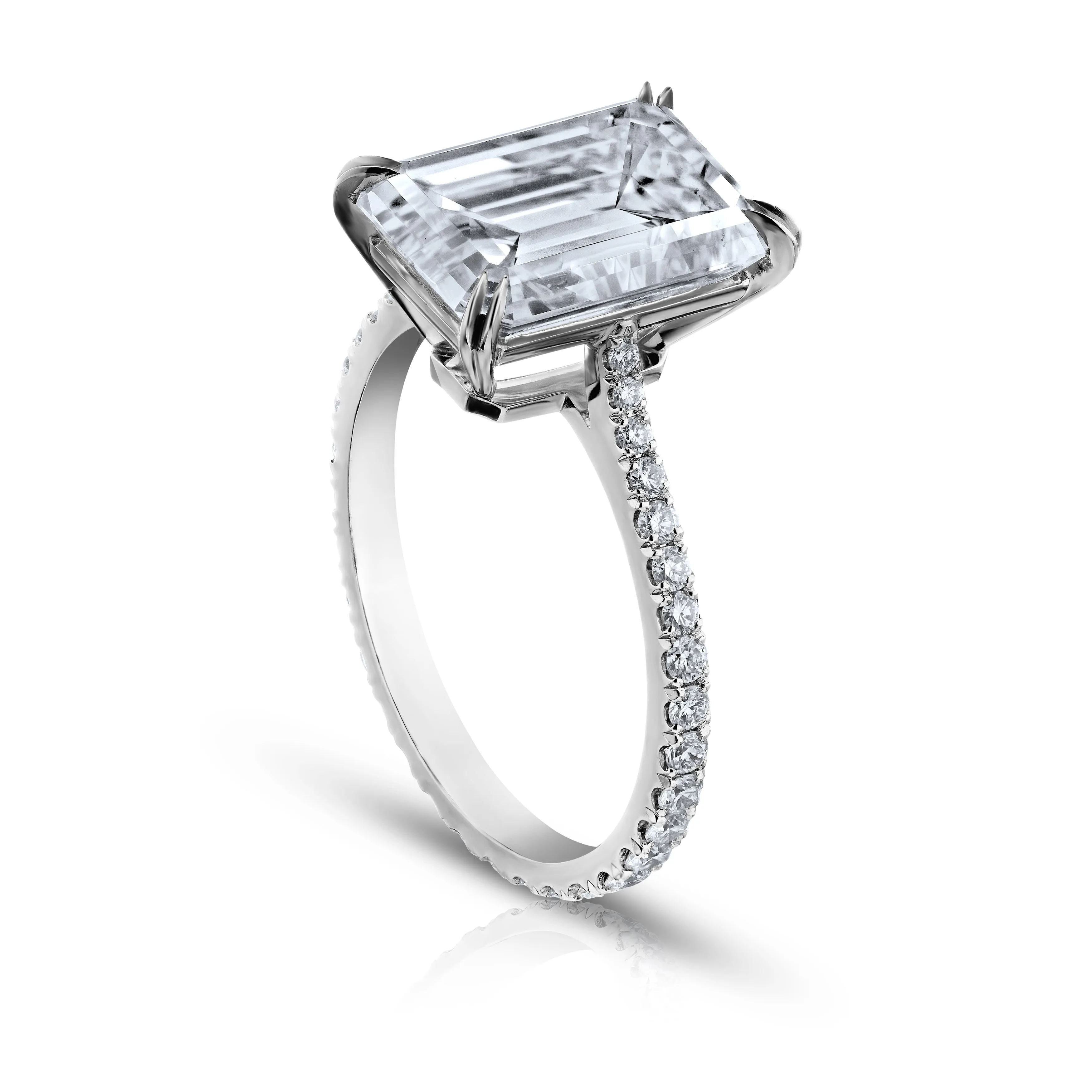 Emerald Cut Diamond Ring with Micro Pave, 5 CT