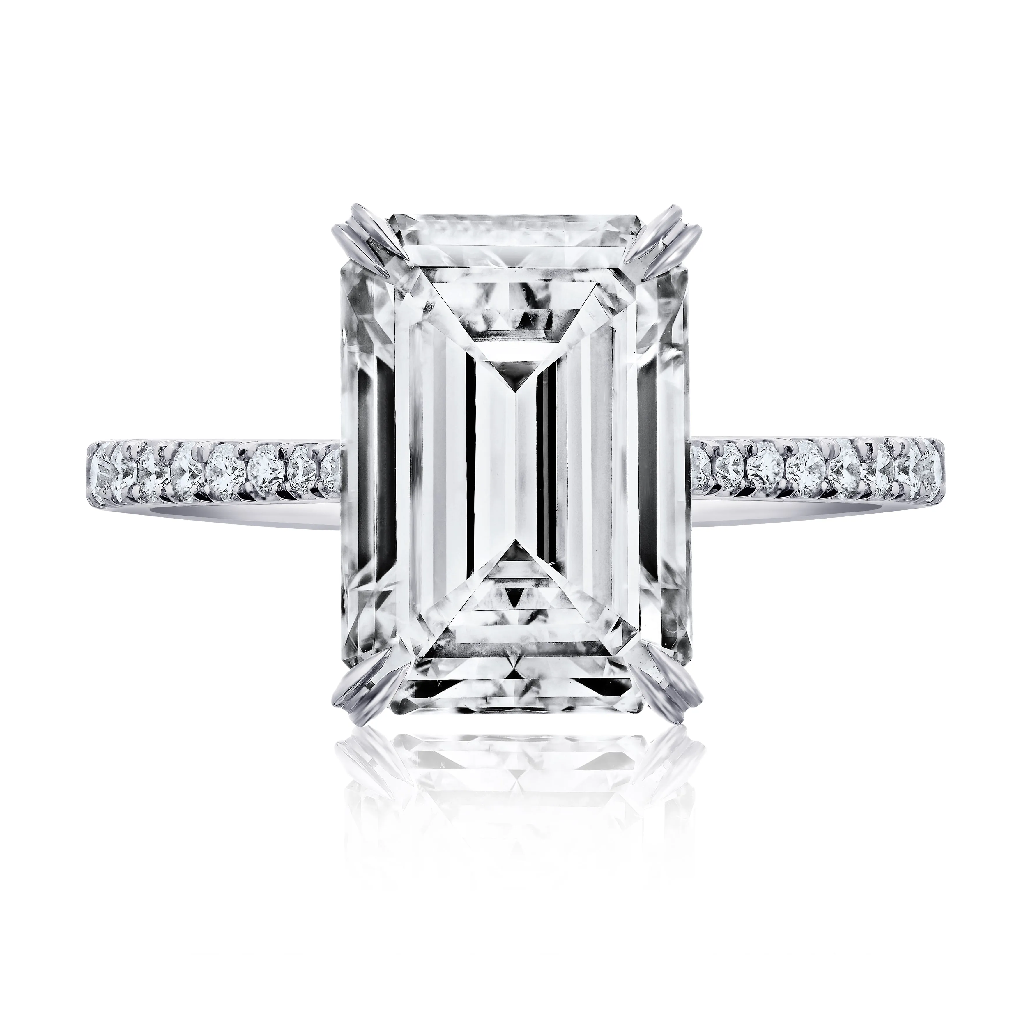 Emerald Cut Diamond Ring with Micro Pave, 5 CT