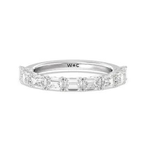Emerald East-West Modern Trellis Anniversary Ring (E  VS )
