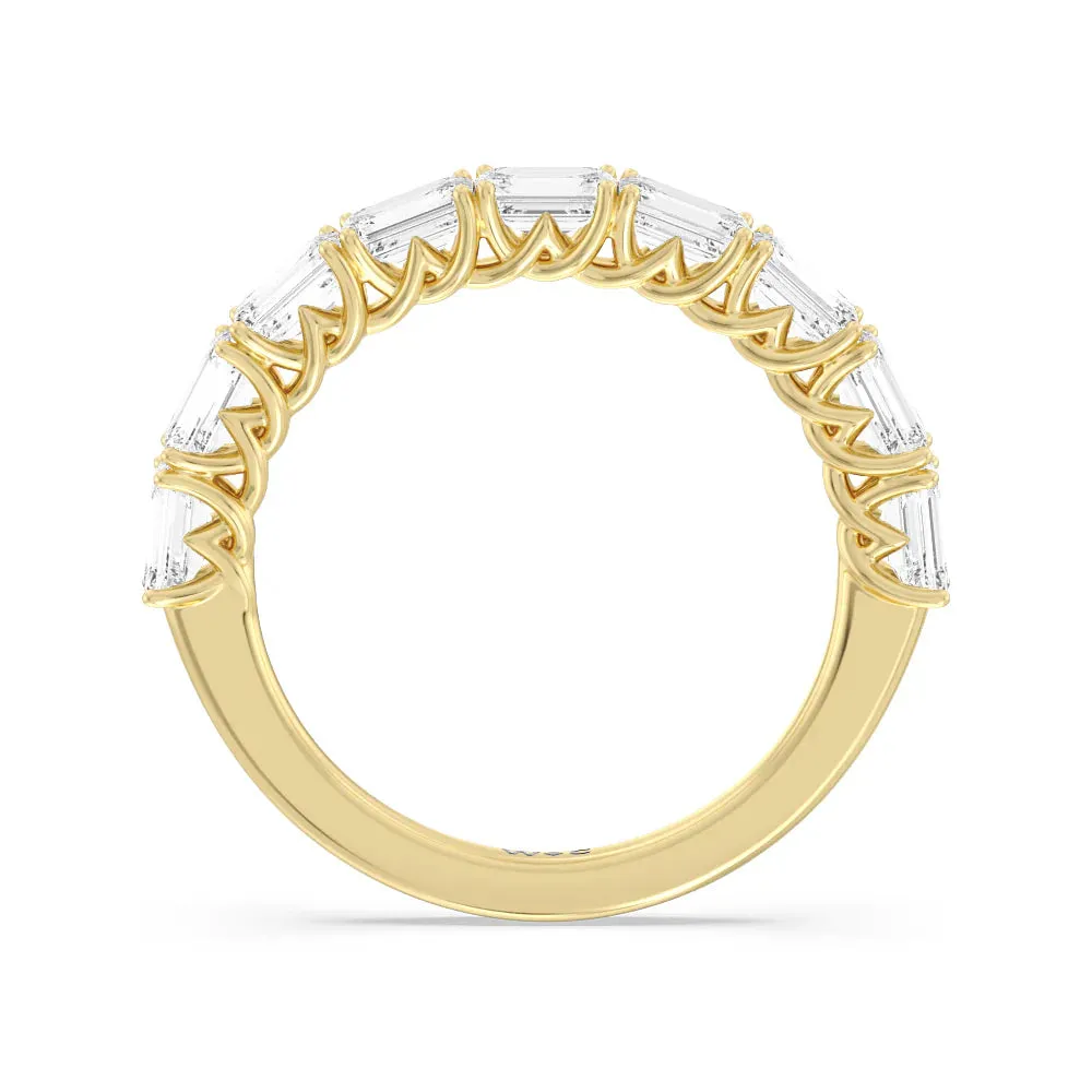 Emerald East-West Modern Trellis Anniversary Ring (E  VS )