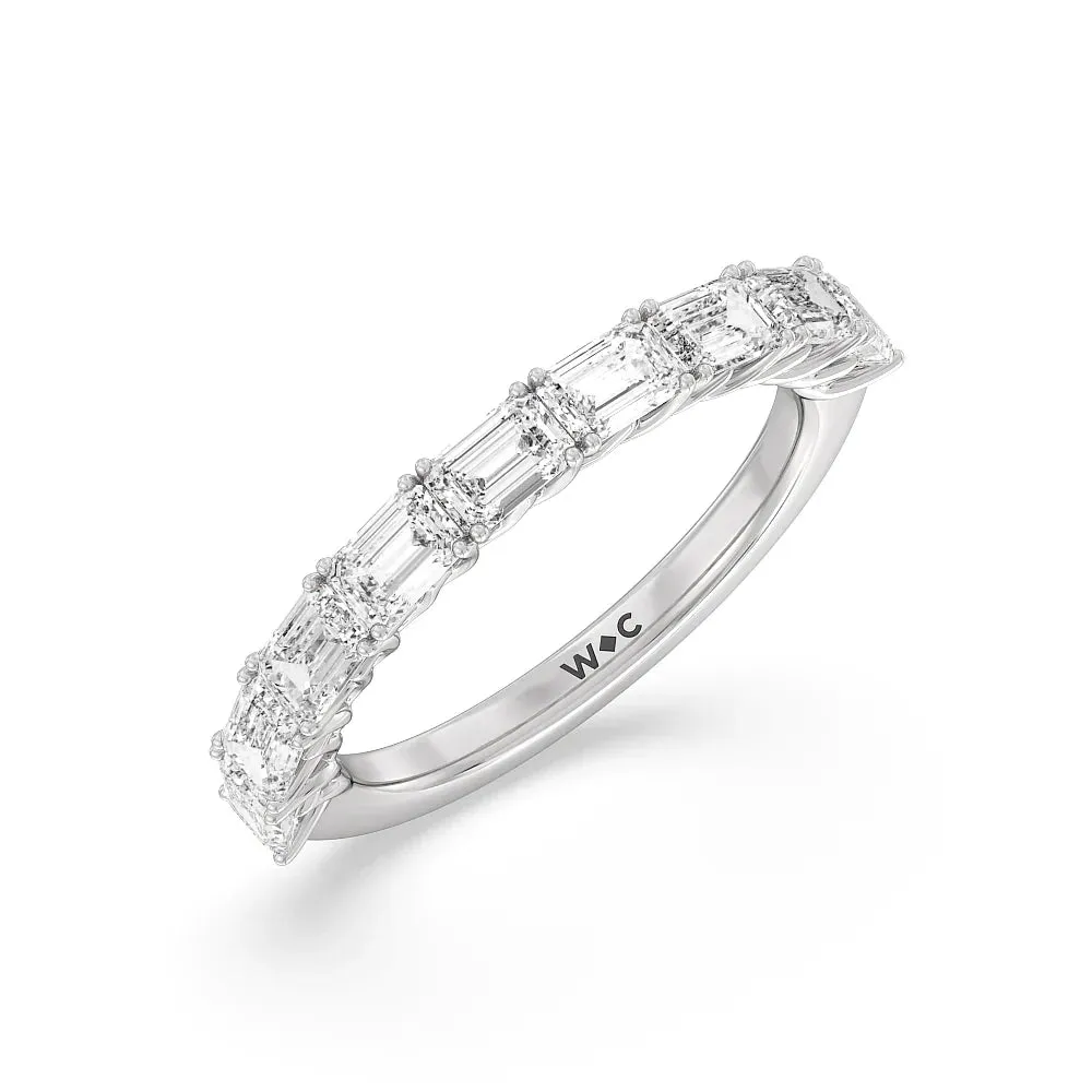 Emerald East-West Modern Trellis Anniversary Ring (E  VS )