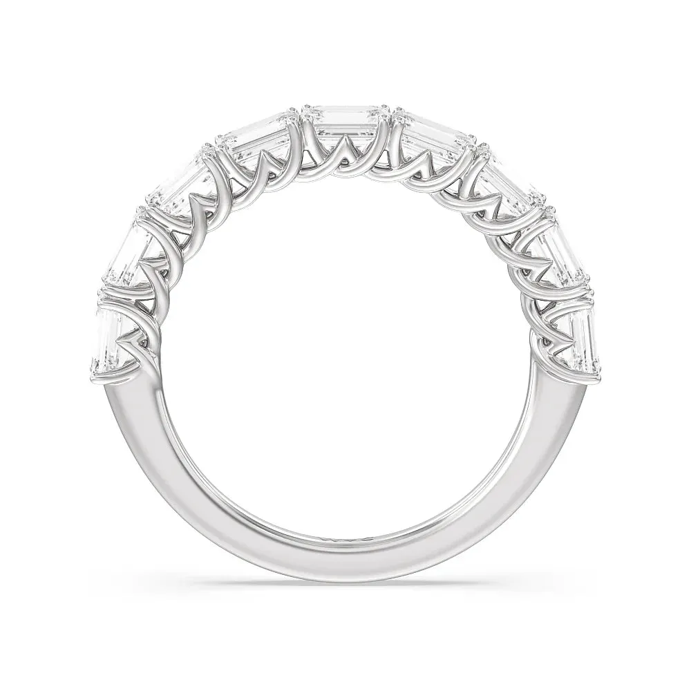 Emerald East-West Modern Trellis Anniversary Ring (E  VS )