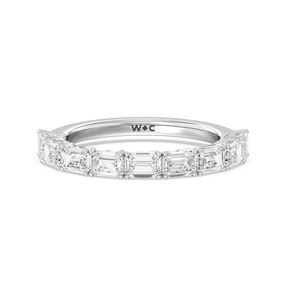 Emerald East-West Modern Trellis Anniversary Ring (E  VS )