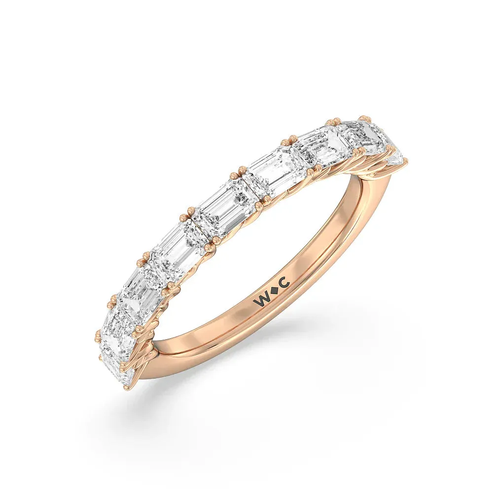 Emerald East-West Modern Trellis Anniversary Ring (E  VS )