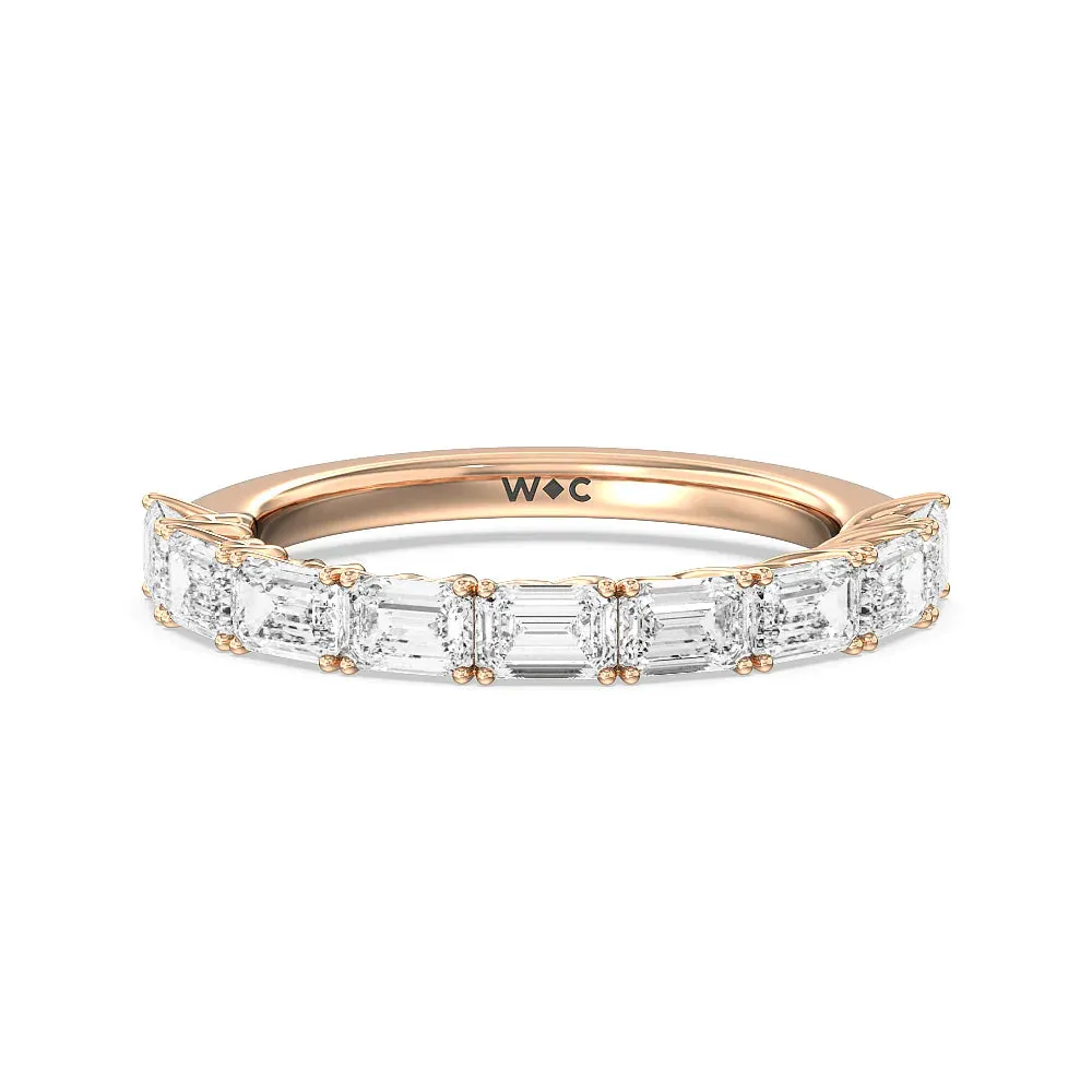 Emerald East-West Modern Trellis Anniversary Ring (E  VS )