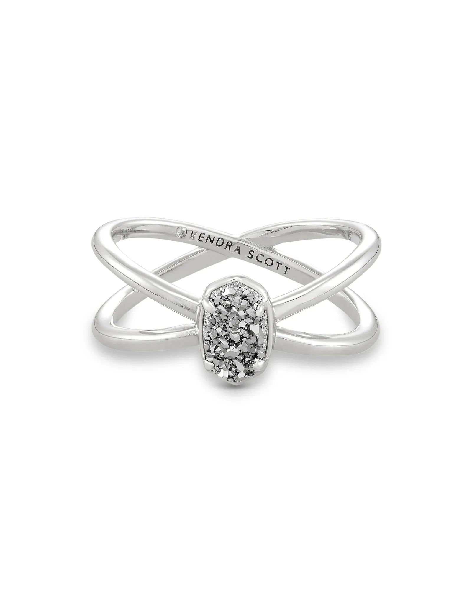 Emilie Silver Double Band Ring in Platinum Drusy