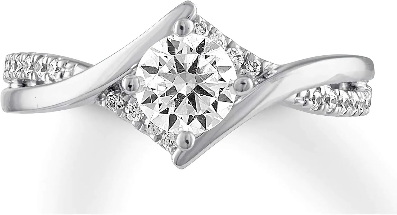Engagement Ring 1.0 CT Moissanite Engagement Rings for Women Platinum Plated Silver