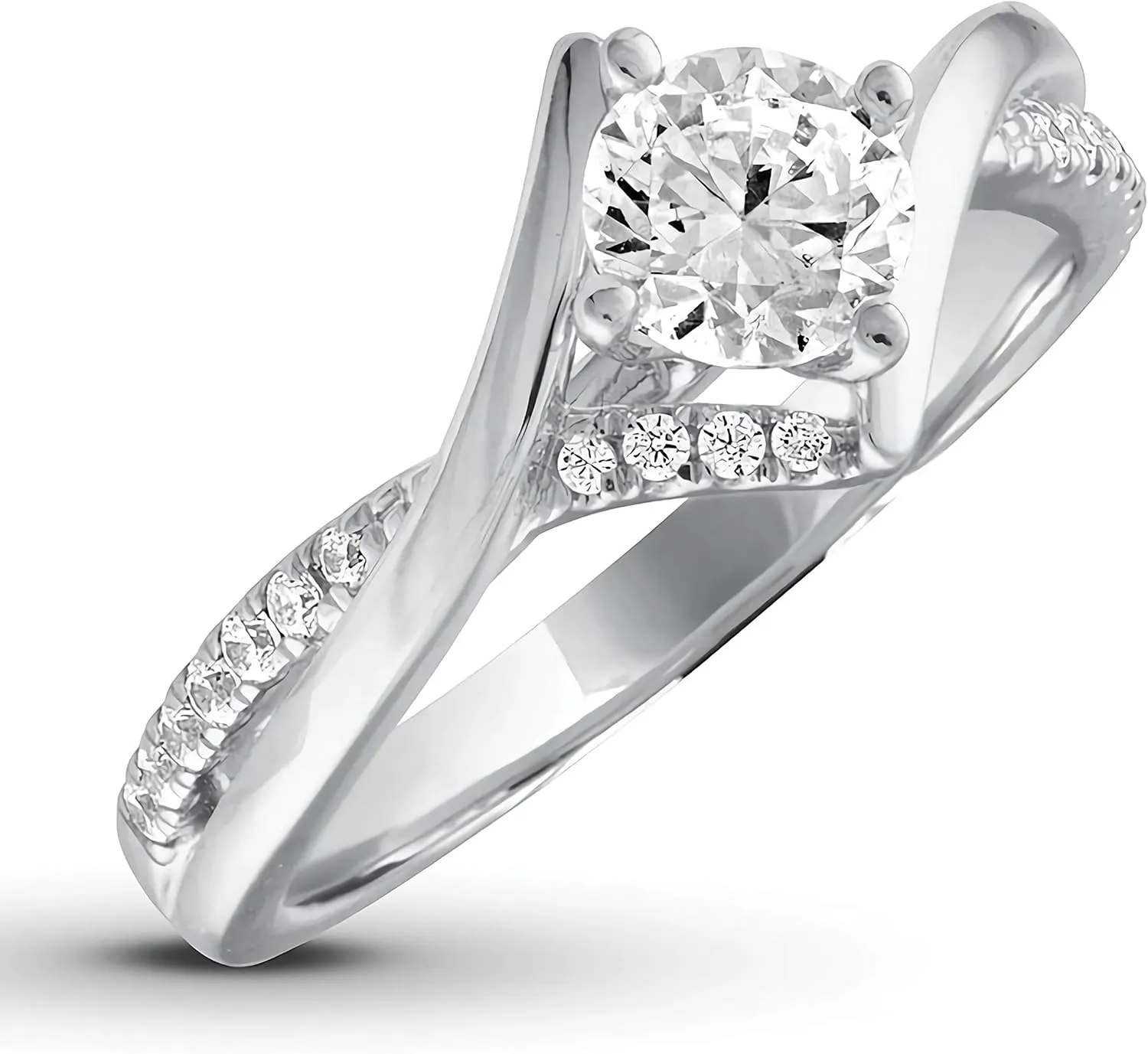 Engagement Ring 1.0 CT Moissanite Engagement Rings for Women Platinum Plated Silver