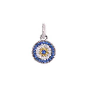 Evil Eye Charm with Diamonds & Sapphires
