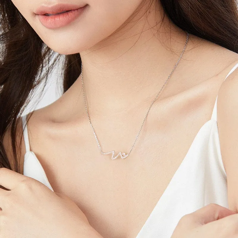 FANCIME "Into You" Bar Wave Sterling Silver Necklace