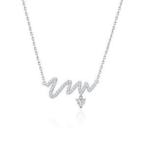 FANCIME "Pounding Heart" Bar Wave Sterling Silver Necklace