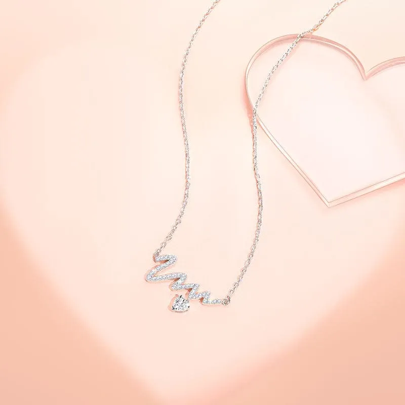 FANCIME "Pounding Heart" Bar Wave Sterling Silver Necklace