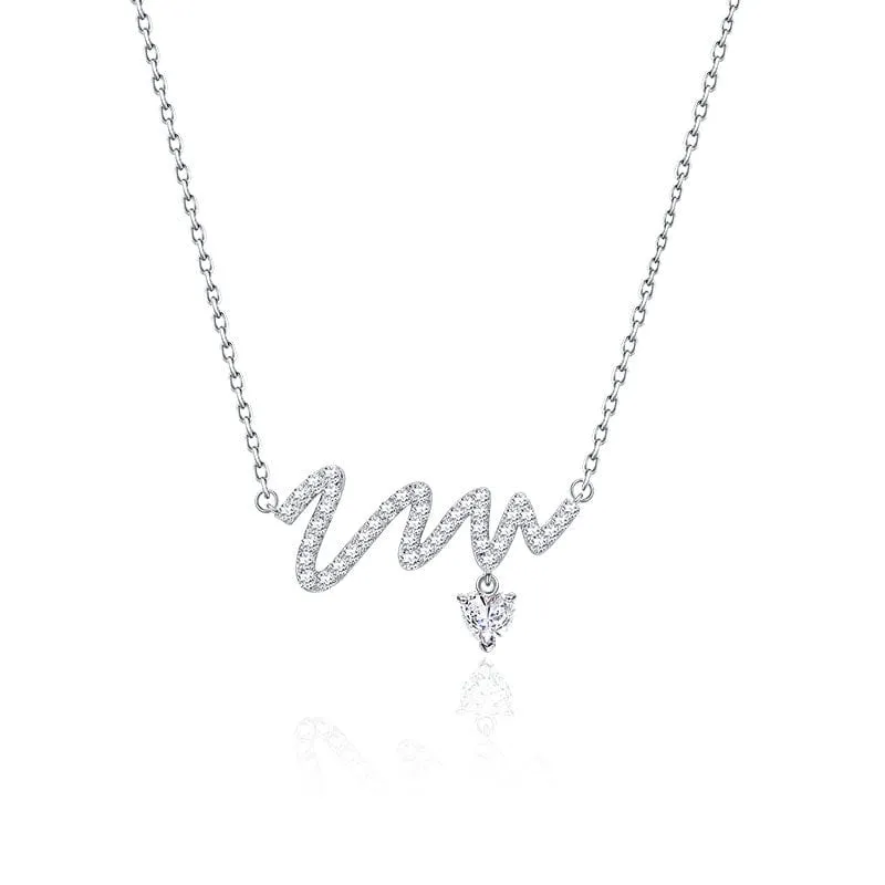FANCIME "Pounding Heart" Bar Wave Sterling Silver Necklace
