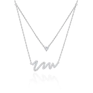FANCIME "Pounding Heart" Wave Double Layer Sterling Silver Necklace