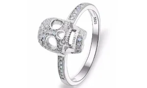 Fashion 925 Sterling Silver Skull Bone Skeleton Ring, 9