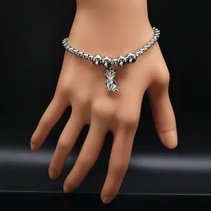 Fashion Cat Stainless Steel Chain Bracelet for Women Silver Color Bracelets Jewelry pulseras acero inoxidable mujer B18031S05