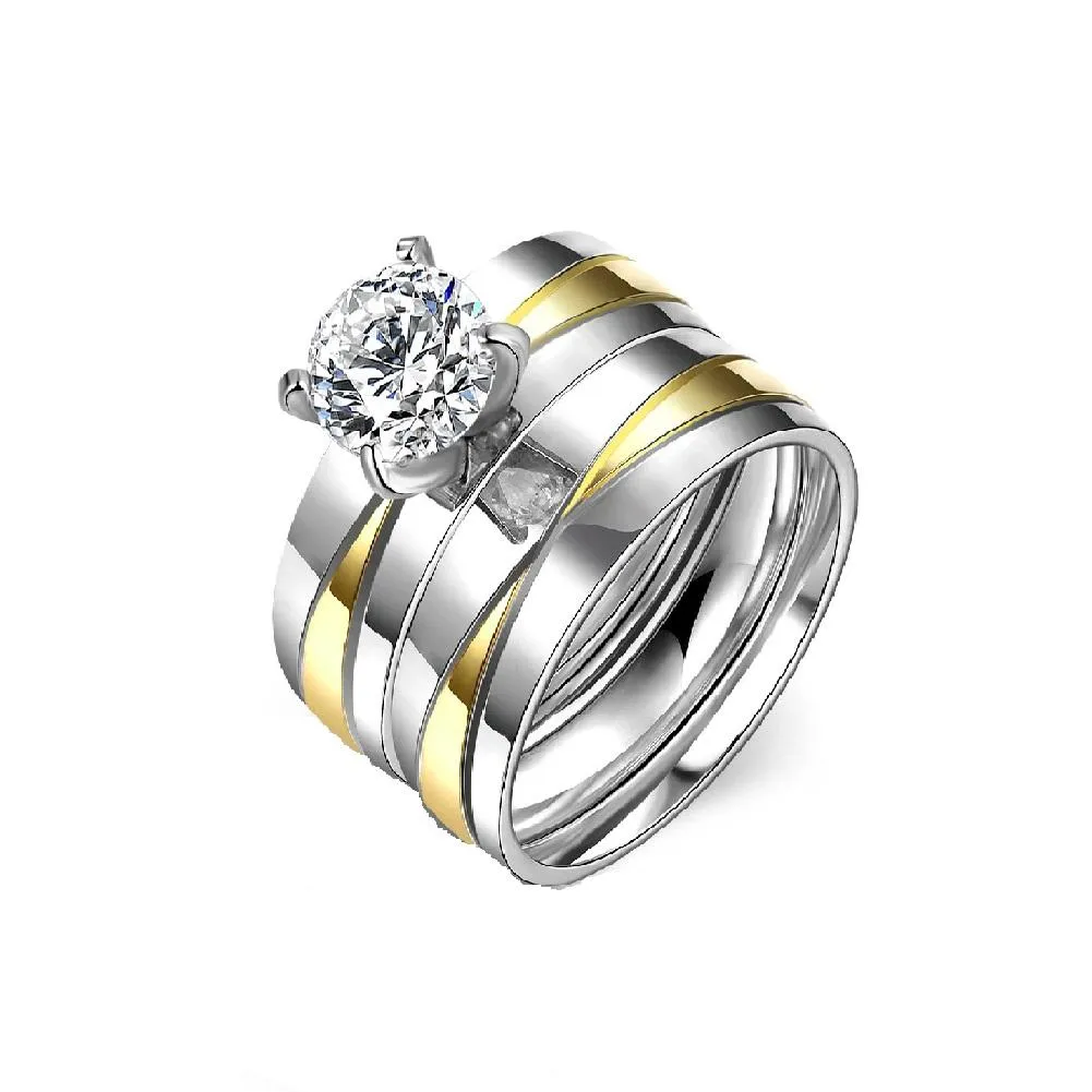 Fashion Titanium Steel Double Ring Set For Women