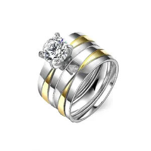 Fashion Titanium Steel Double Ring Set For Women