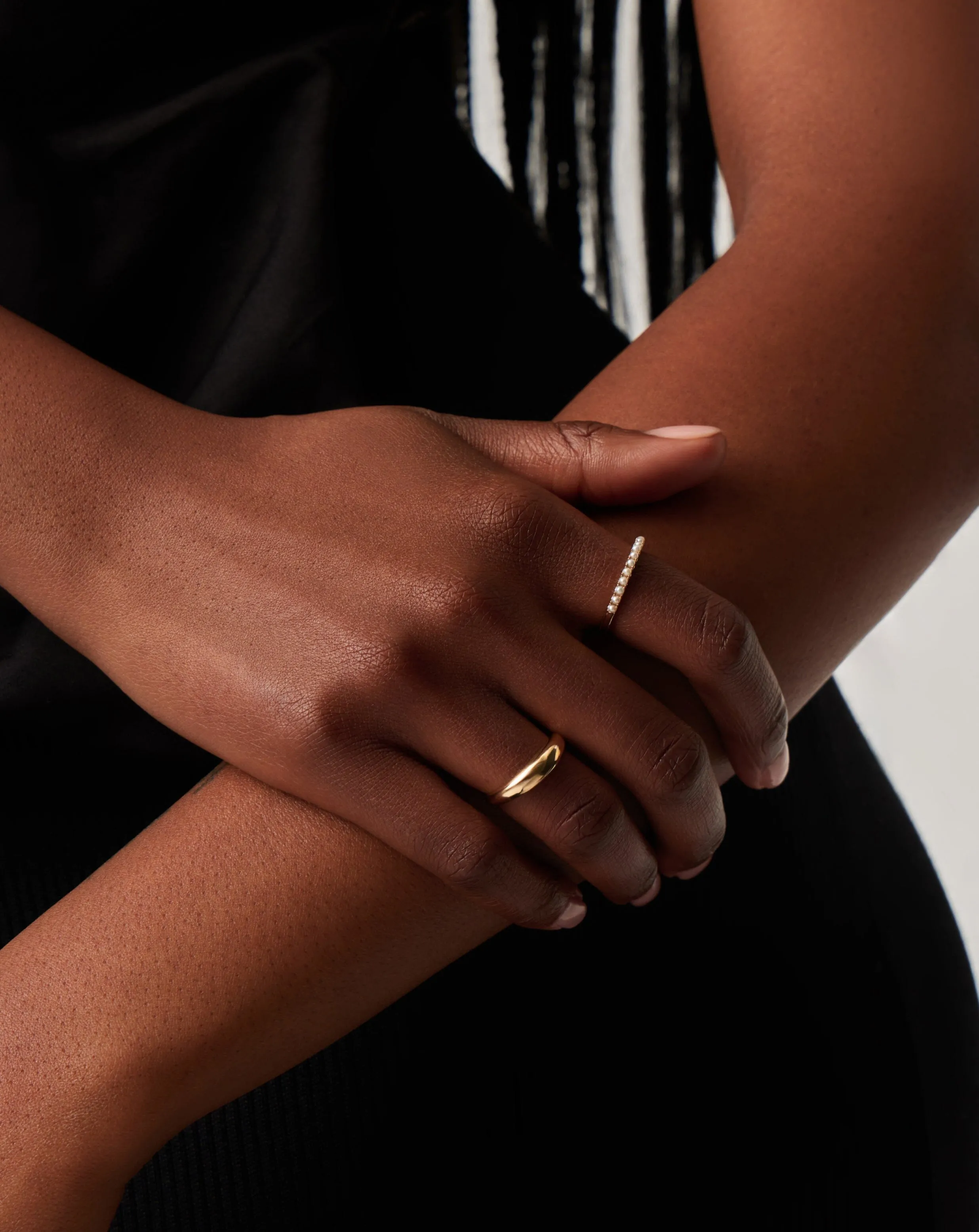 Fine Half Eternity Pearl Ring | 14ct Solid Gold/Pearl