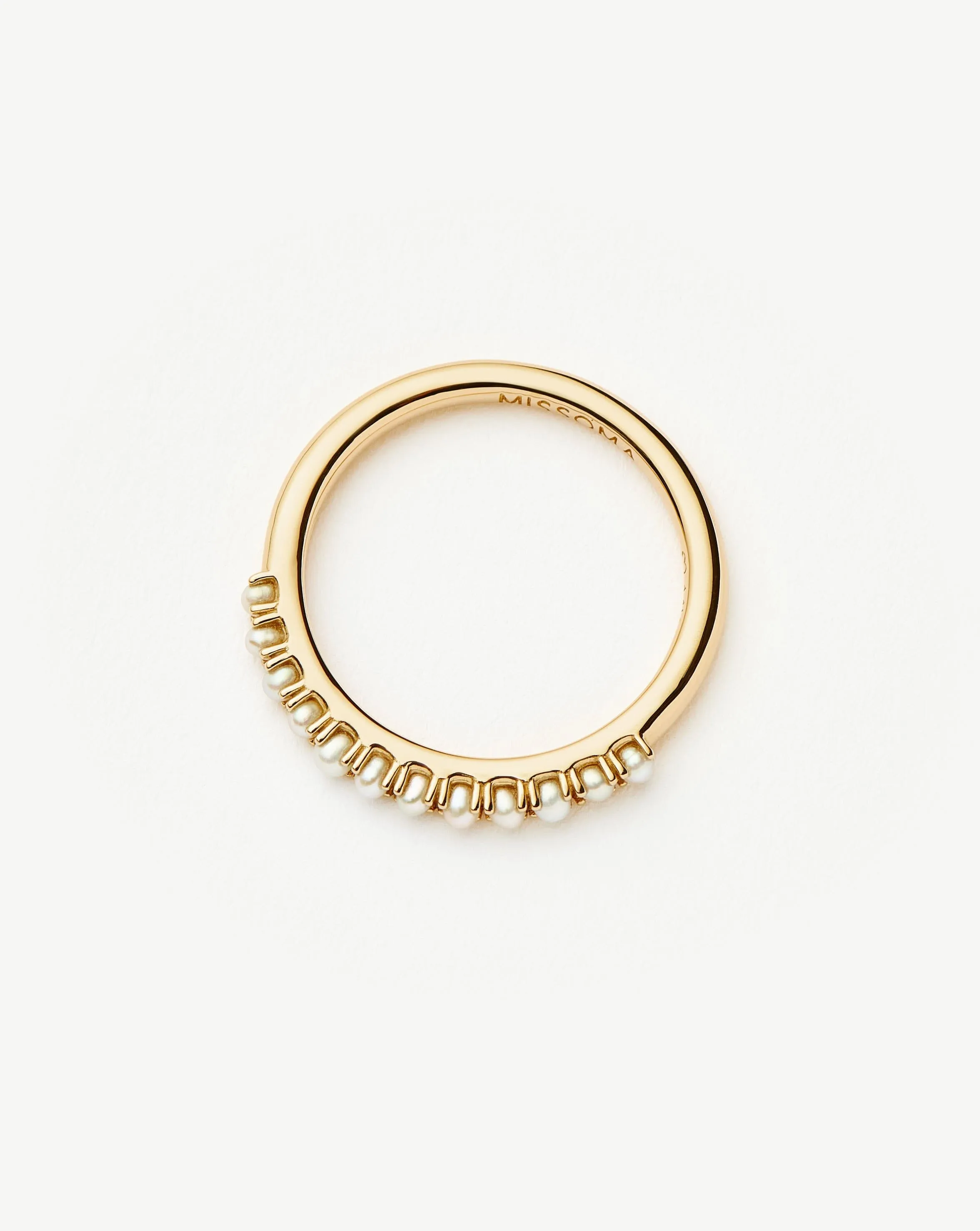 Fine Half Eternity Pearl Ring | 14ct Solid Gold/Pearl